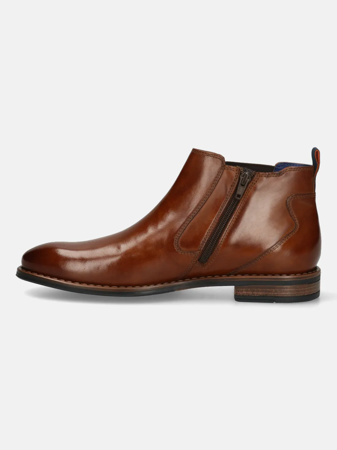 bugatti Cognac Premium Leather Chelsea Boots