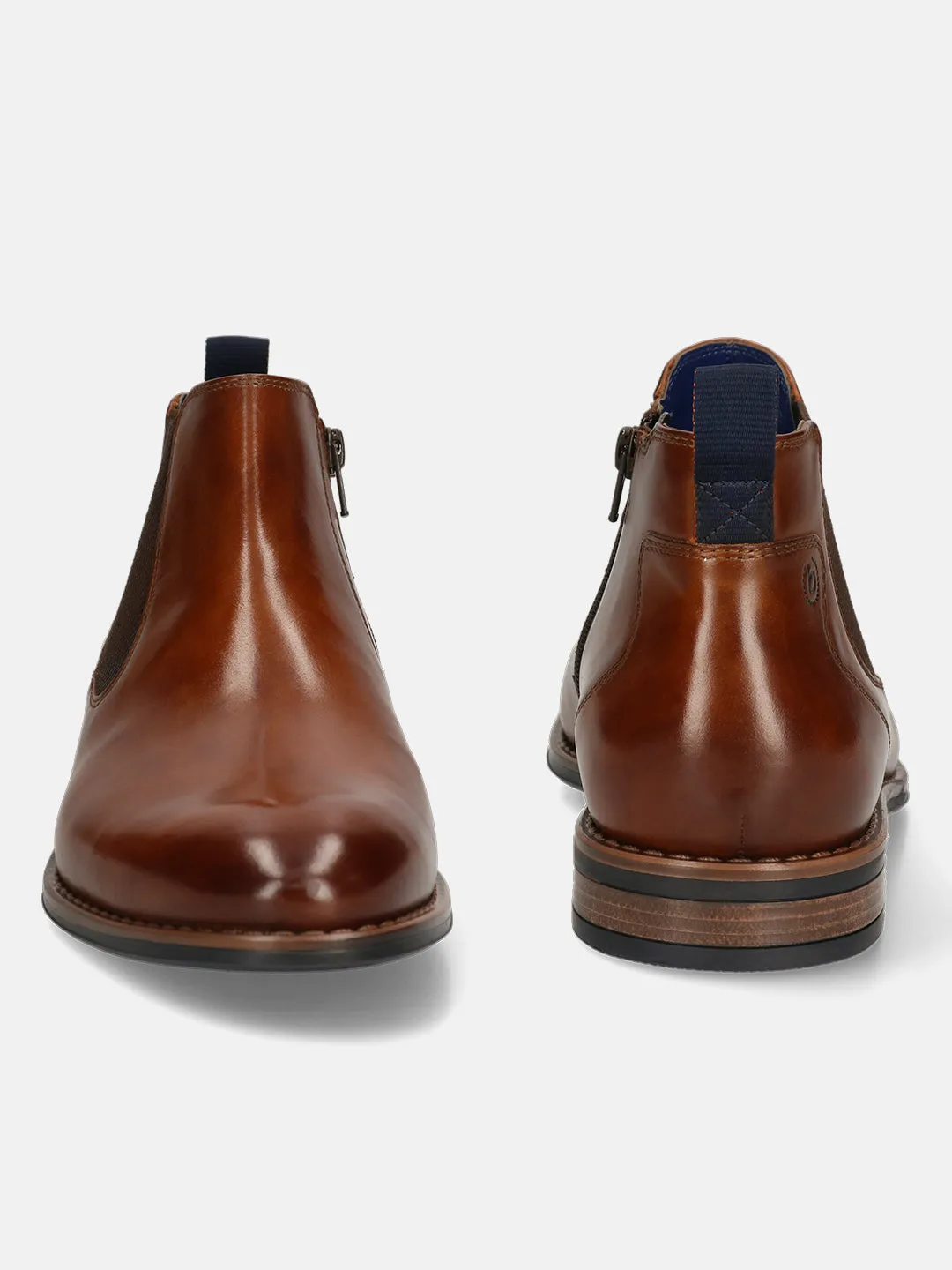 bugatti Cognac Premium Leather Chelsea Boots