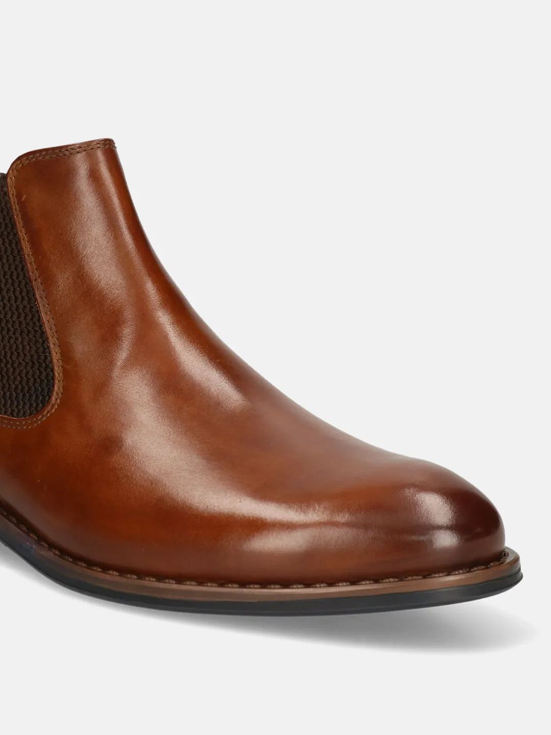 bugatti Cognac Premium Leather Chelsea Boots