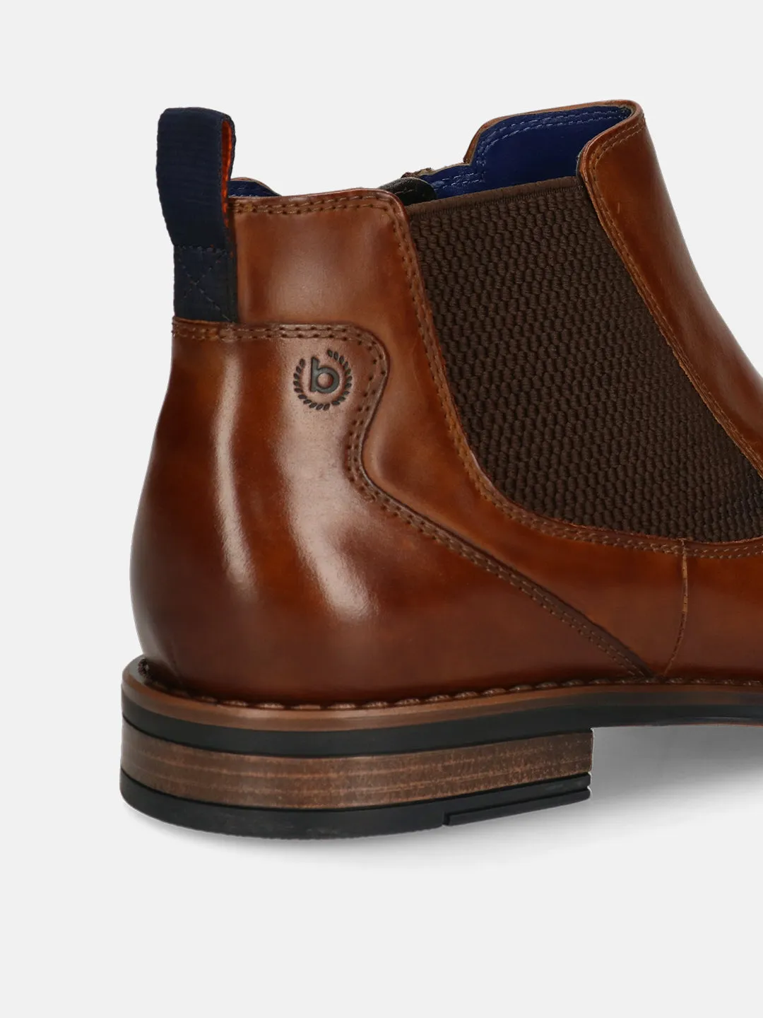 bugatti Cognac Premium Leather Chelsea Boots