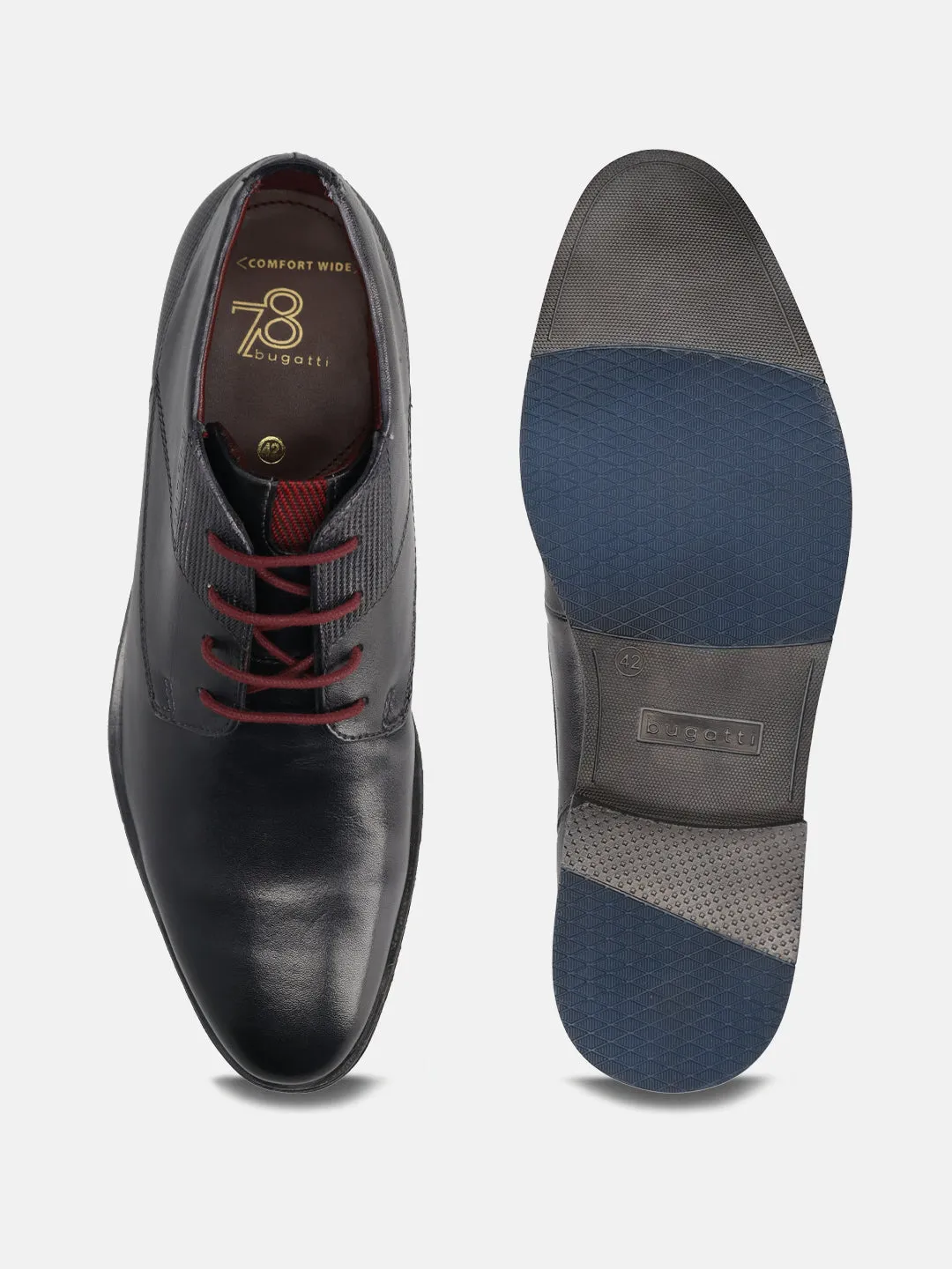 bugatti Dark Blue Premium Leather Chukka Boots