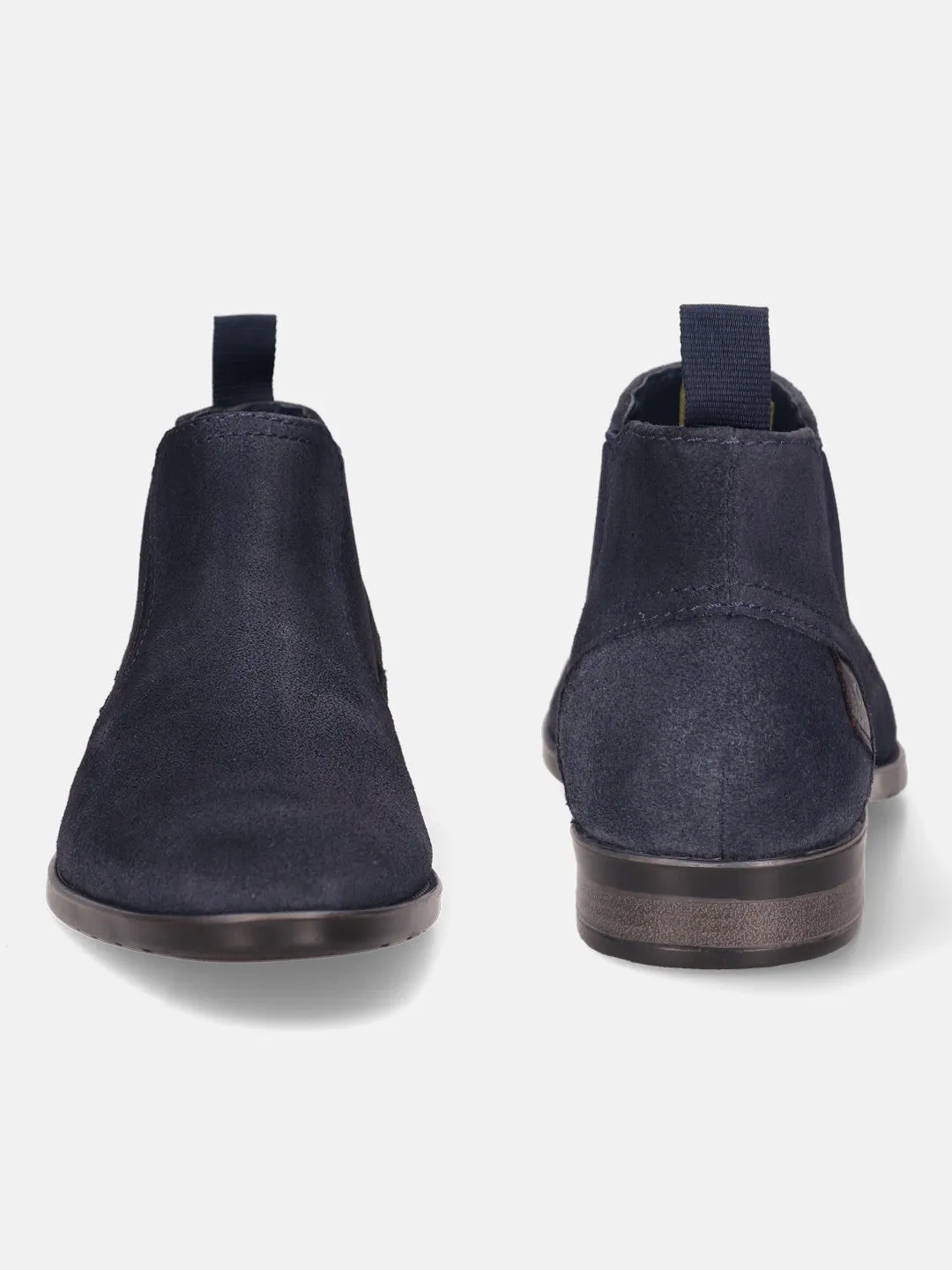 bugatti Dark Blue Suede Chelsea Boots