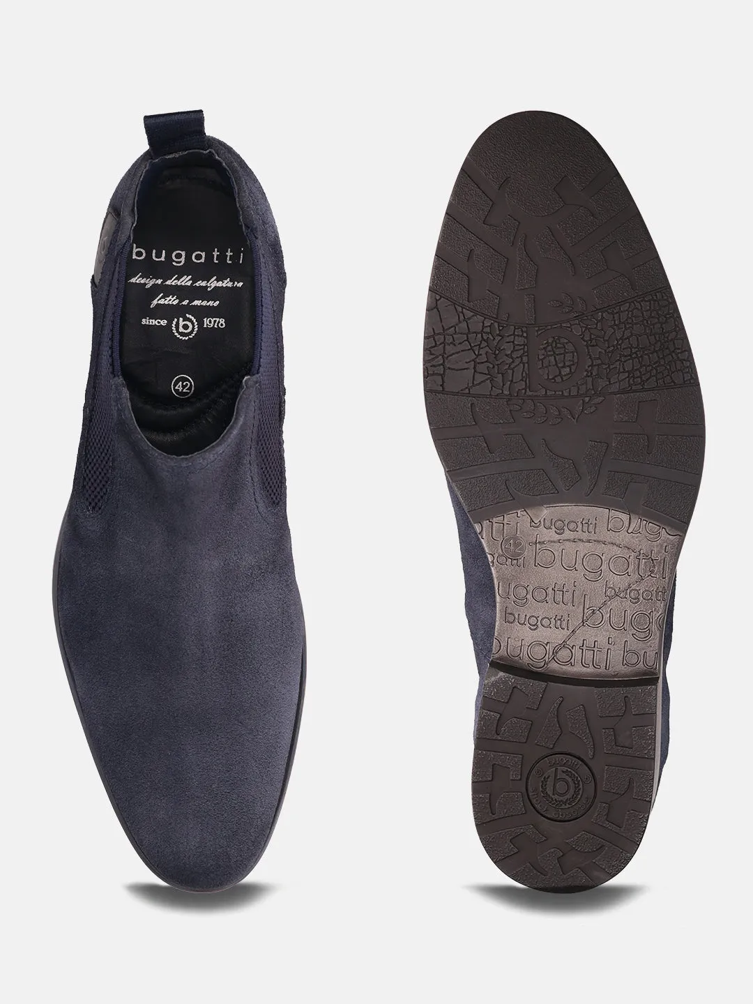 bugatti Dark Blue Suede Chelsea Boots