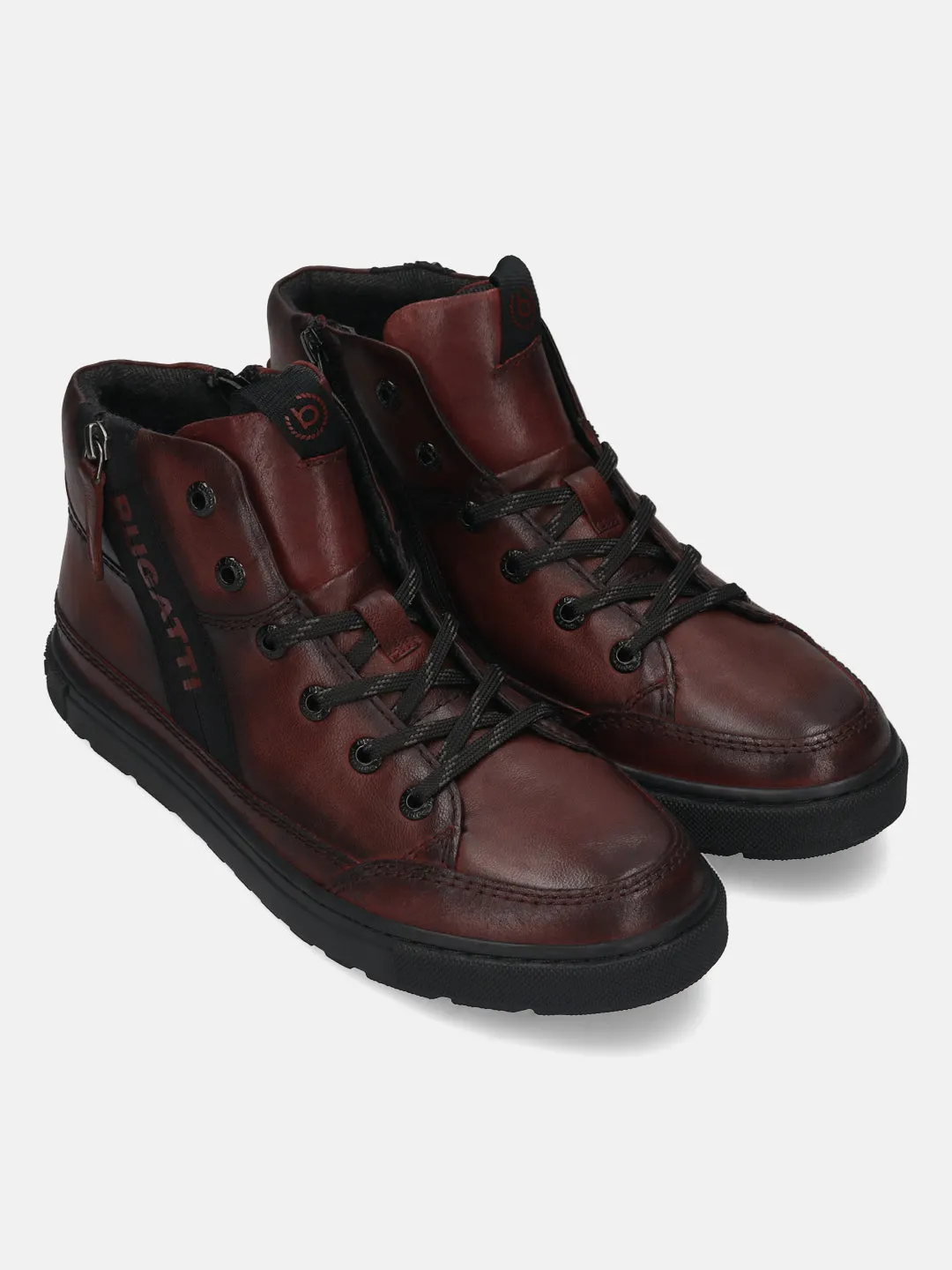 bugatti Dark Red Premium Leather Casual Boots