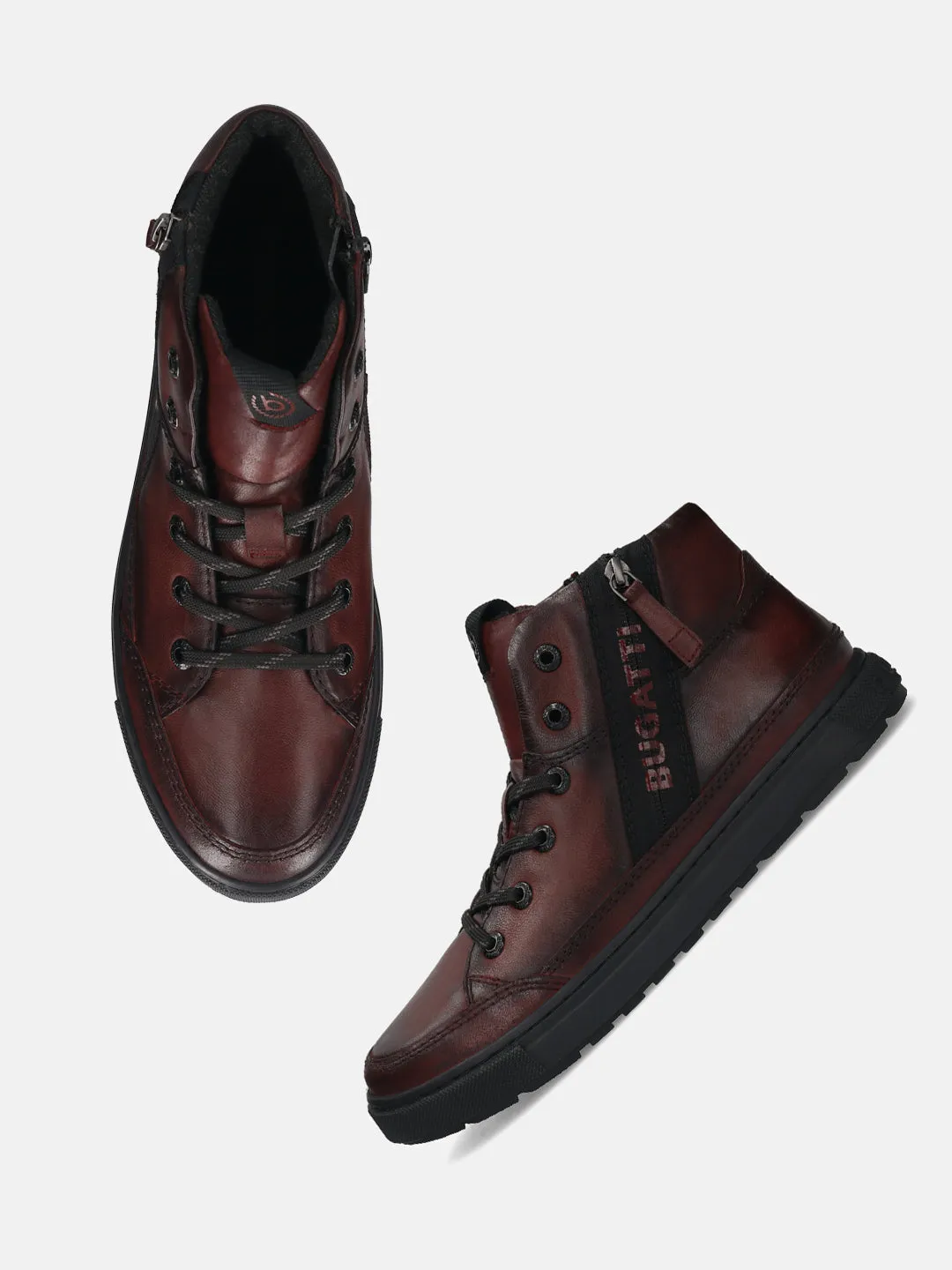 bugatti Dark Red Premium Leather Casual Boots