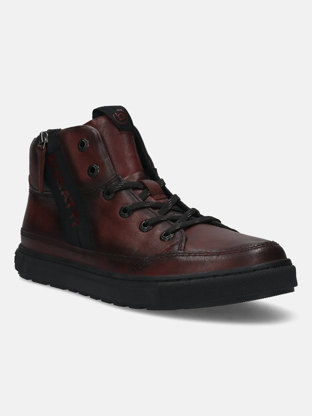 bugatti Dark Red Premium Leather Casual Boots