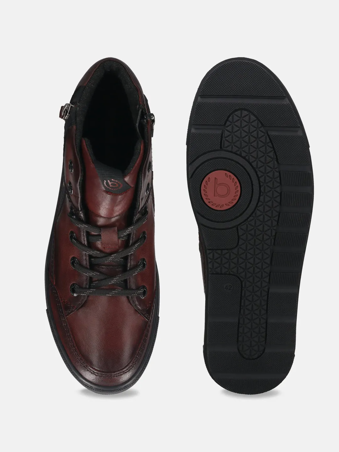 bugatti Dark Red Premium Leather Casual Boots