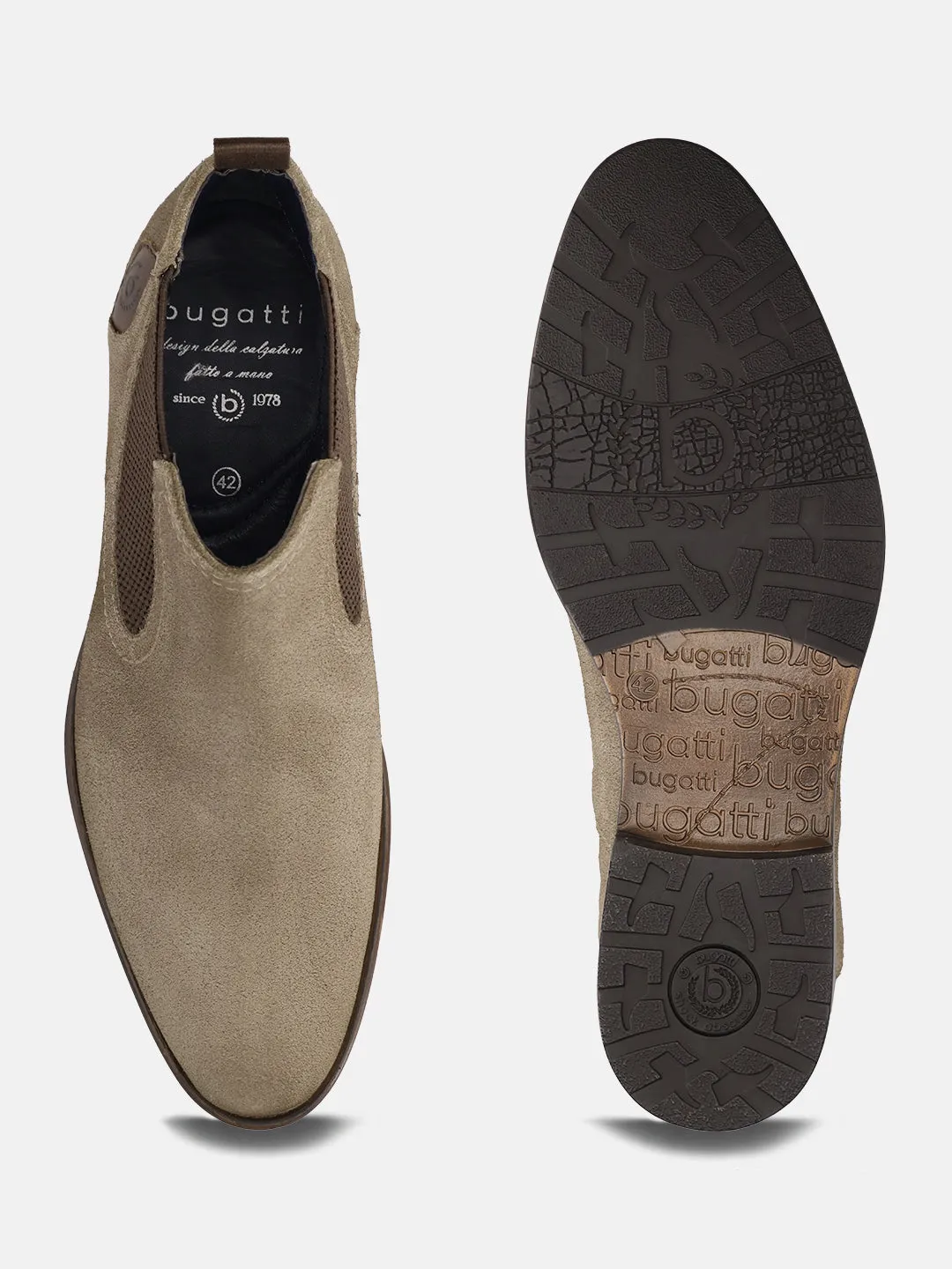 bugatti Taupe Suede Chelsea Boots