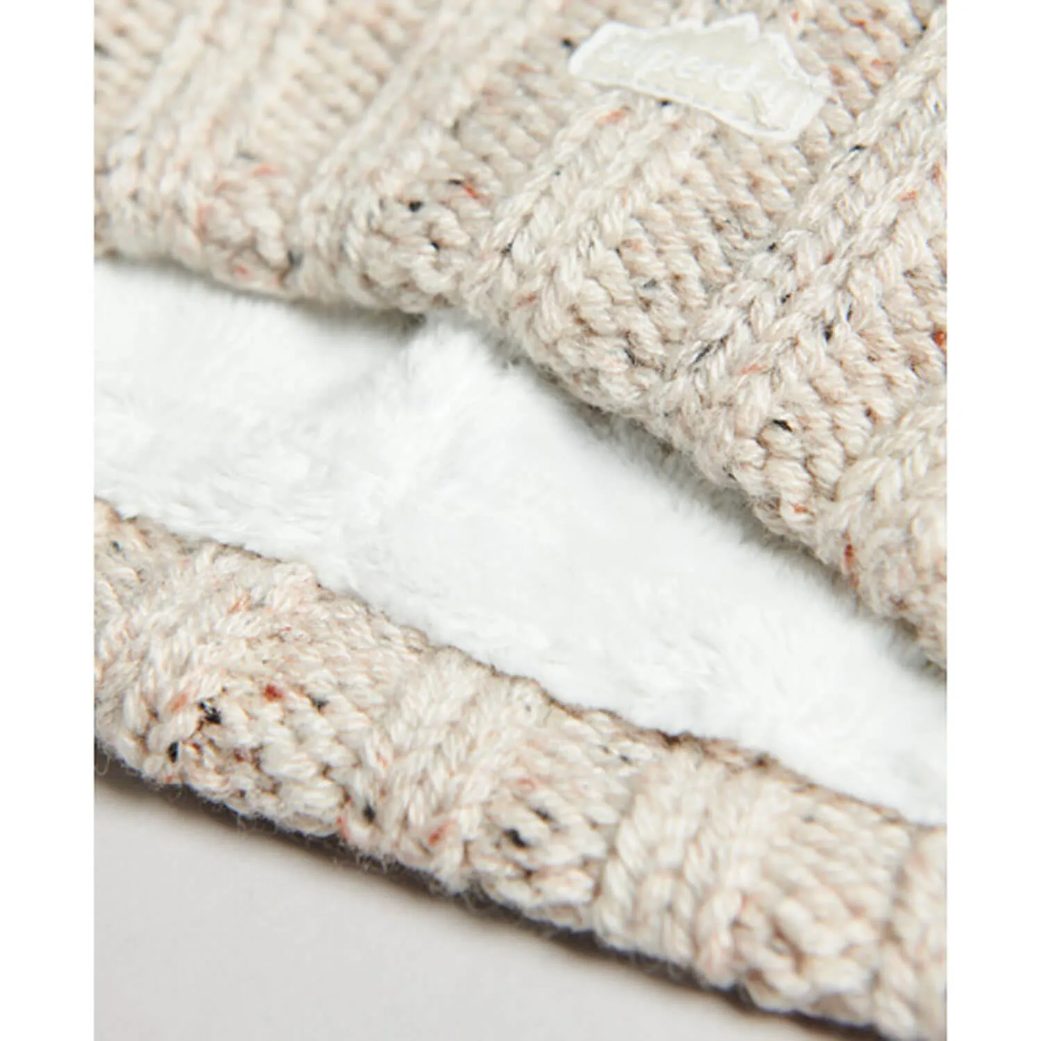 Cable Knit Bobble Hat - Oatmeal