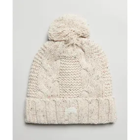 Cable Knit Bobble Hat - Oatmeal