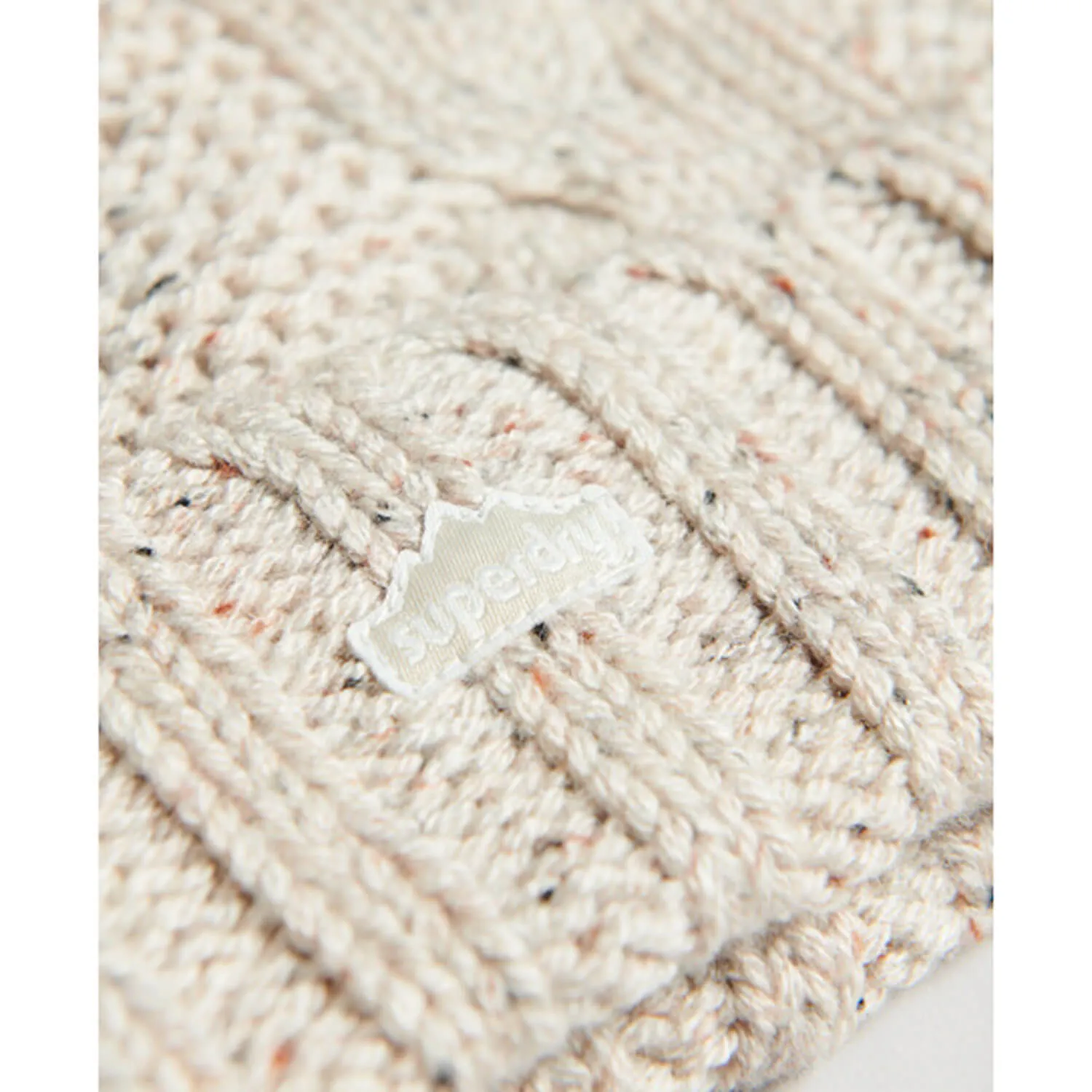 Cable Knit Bobble Hat - Oatmeal