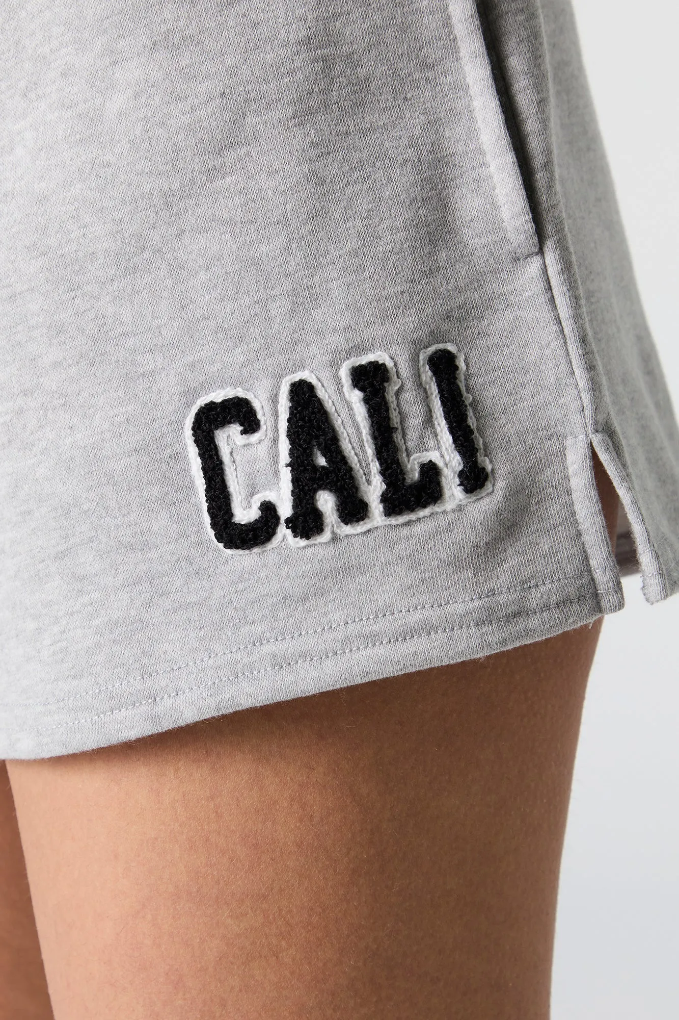 Cali Chenille Embroidered Fleece Shorts.