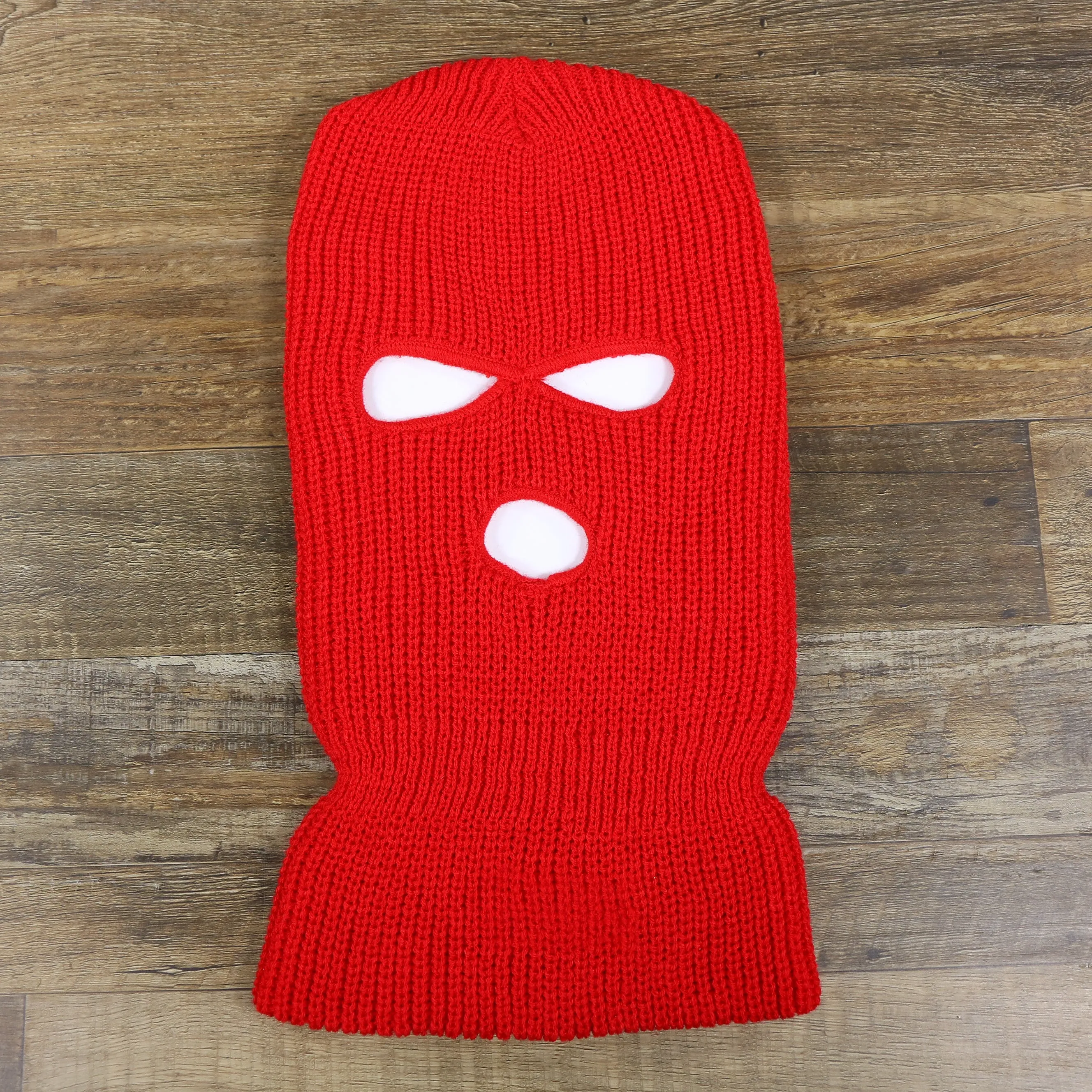 Cardinal Red Winter Knit Ski Mask - Three Hole - Red Ski Mask