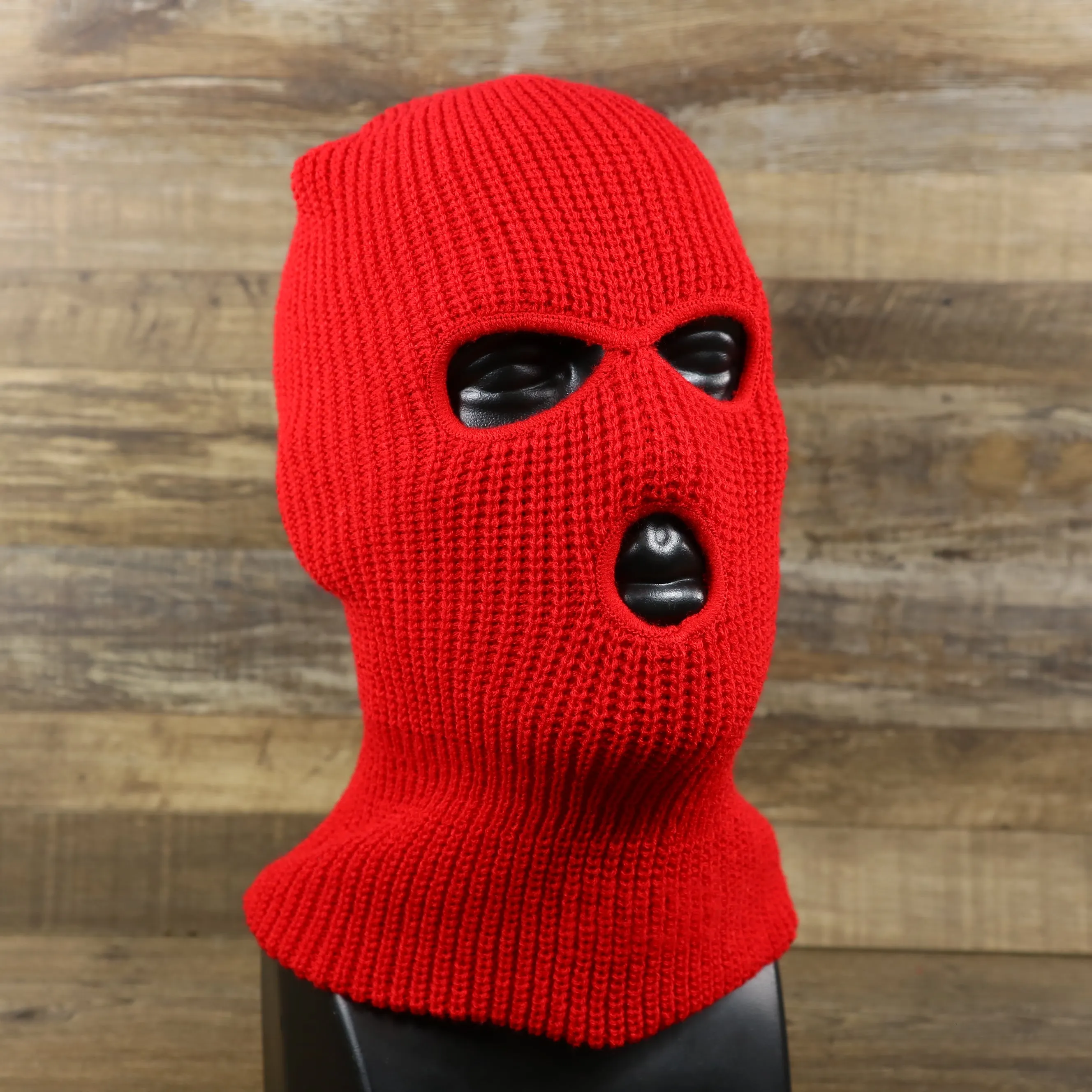 Cardinal Red Winter Knit Ski Mask - Three Hole - Red Ski Mask