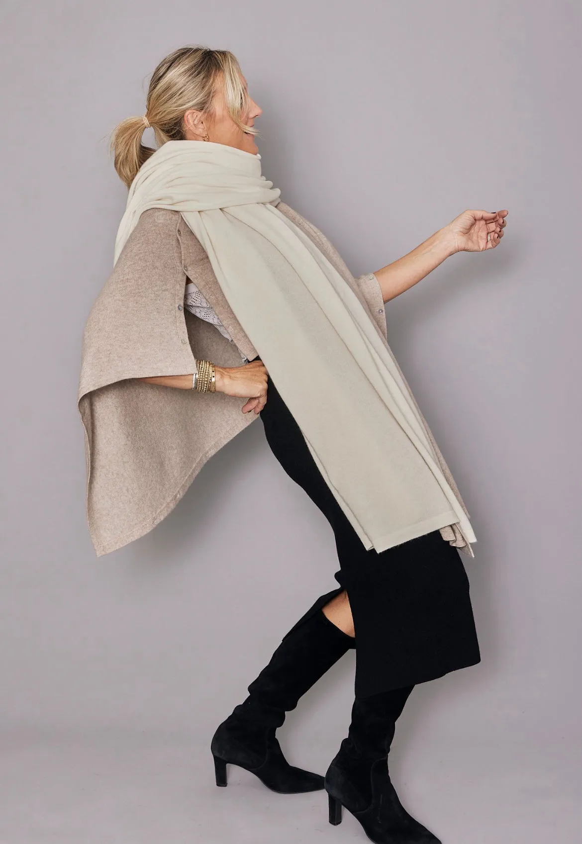 Cashmere Blanket Travel Wrap Cream Parchment