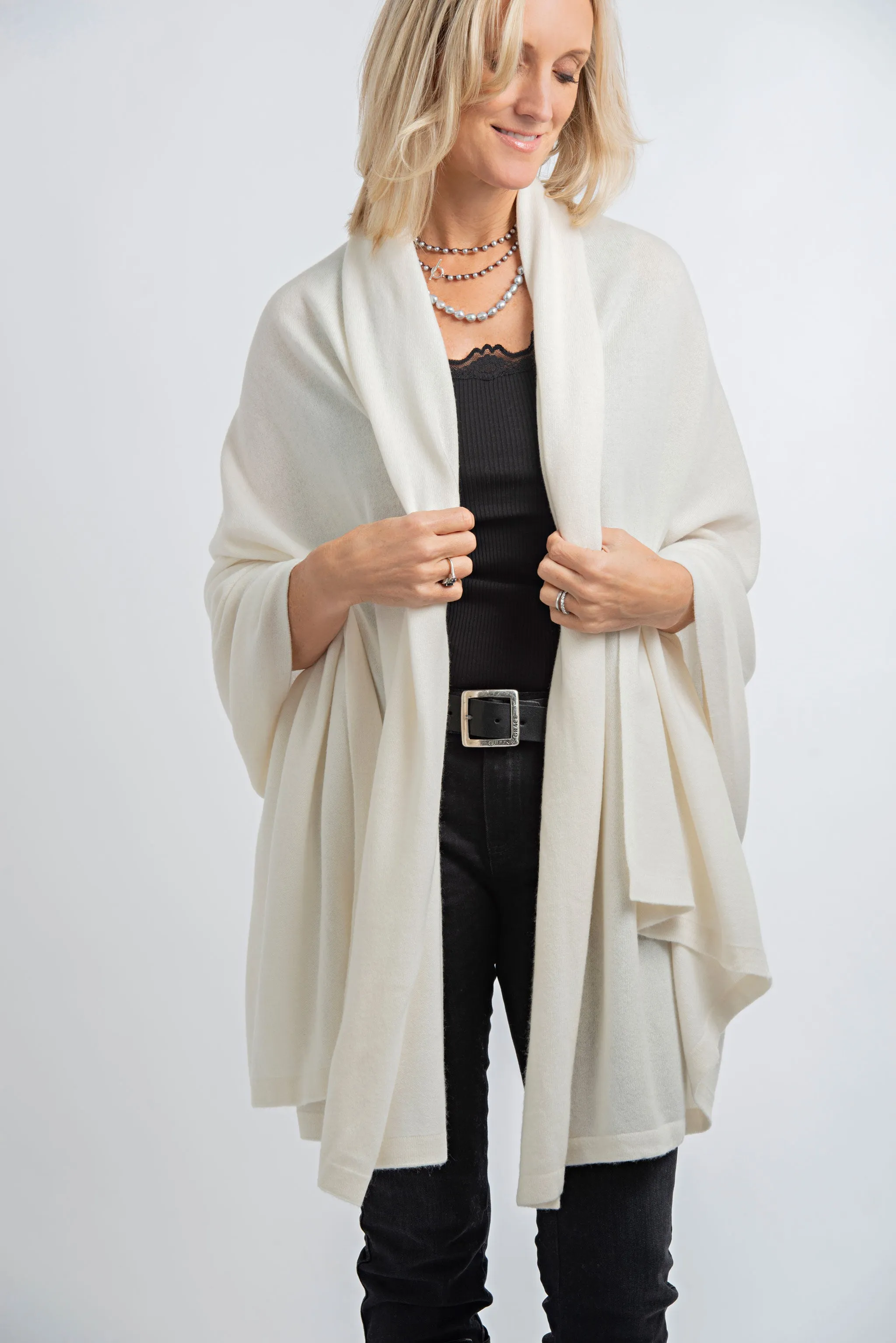 Cashmere Blanket Travel Wrap Cream Parchment