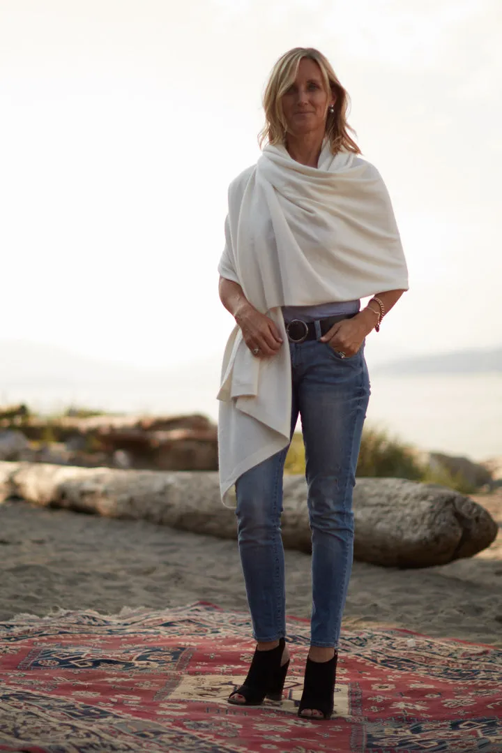 Cashmere Blanket Travel Wrap Cream Parchment