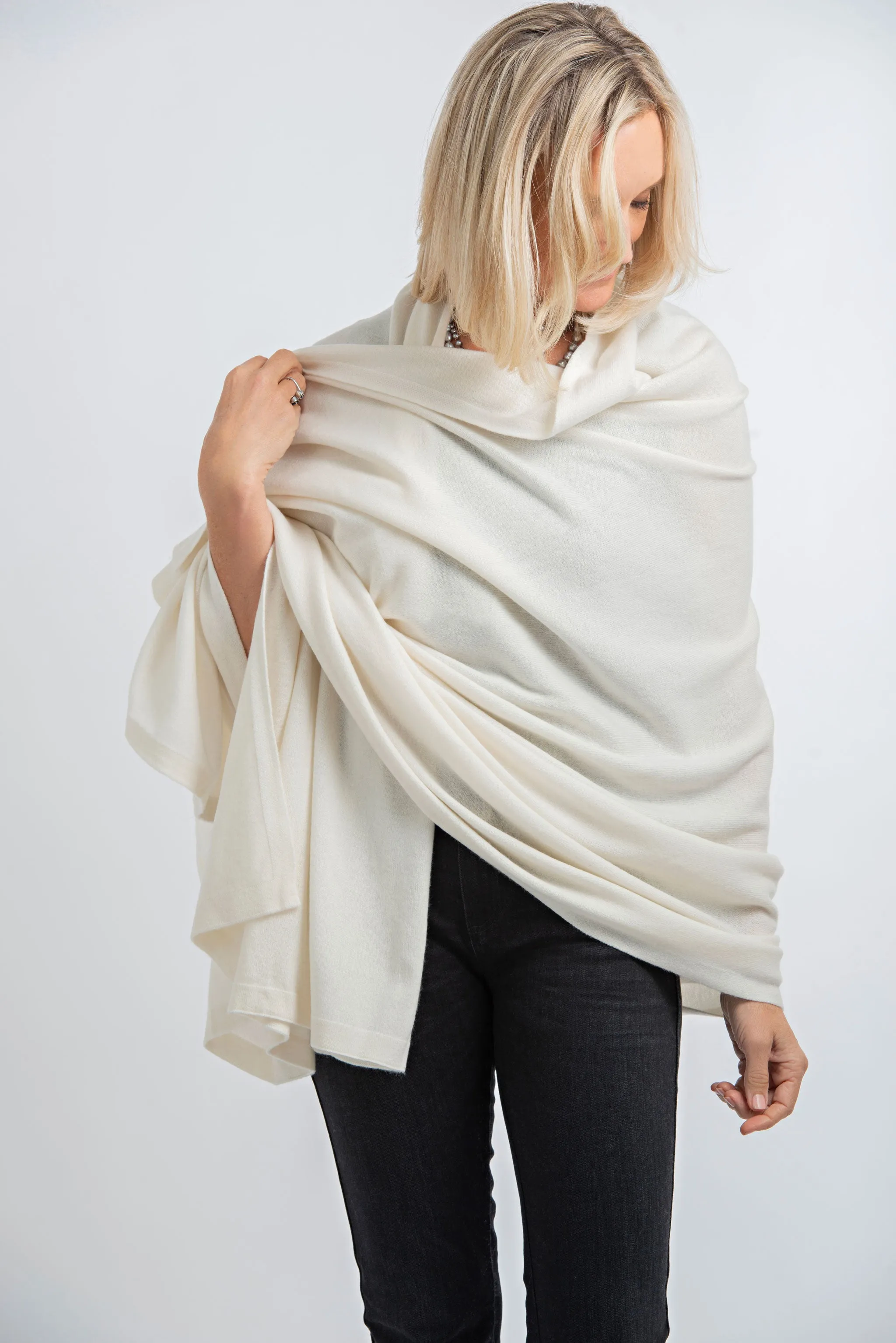 Cashmere Blanket Travel Wrap Cream Parchment