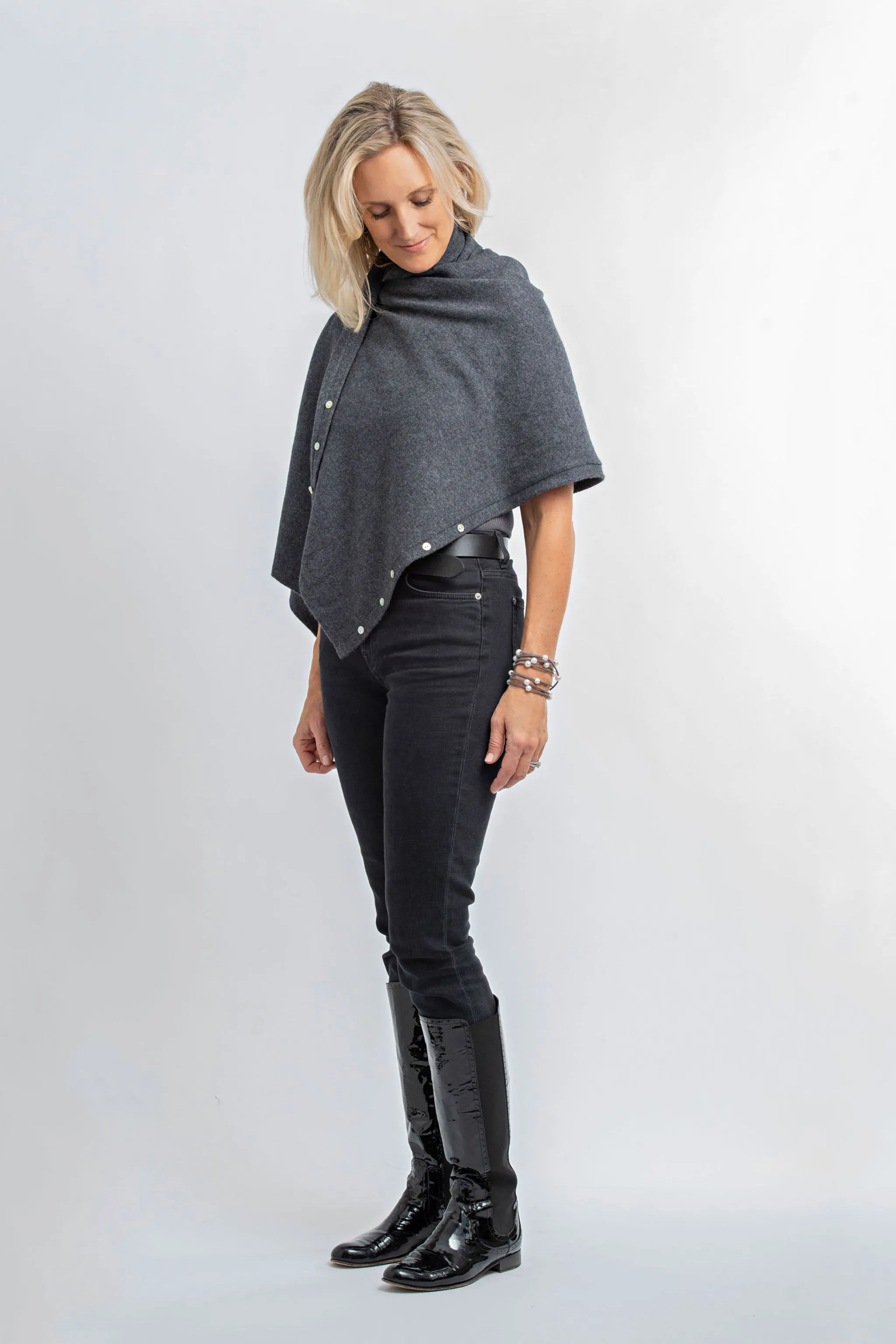 Cashmere Poncho Charcoal Grey Flannel for Sale