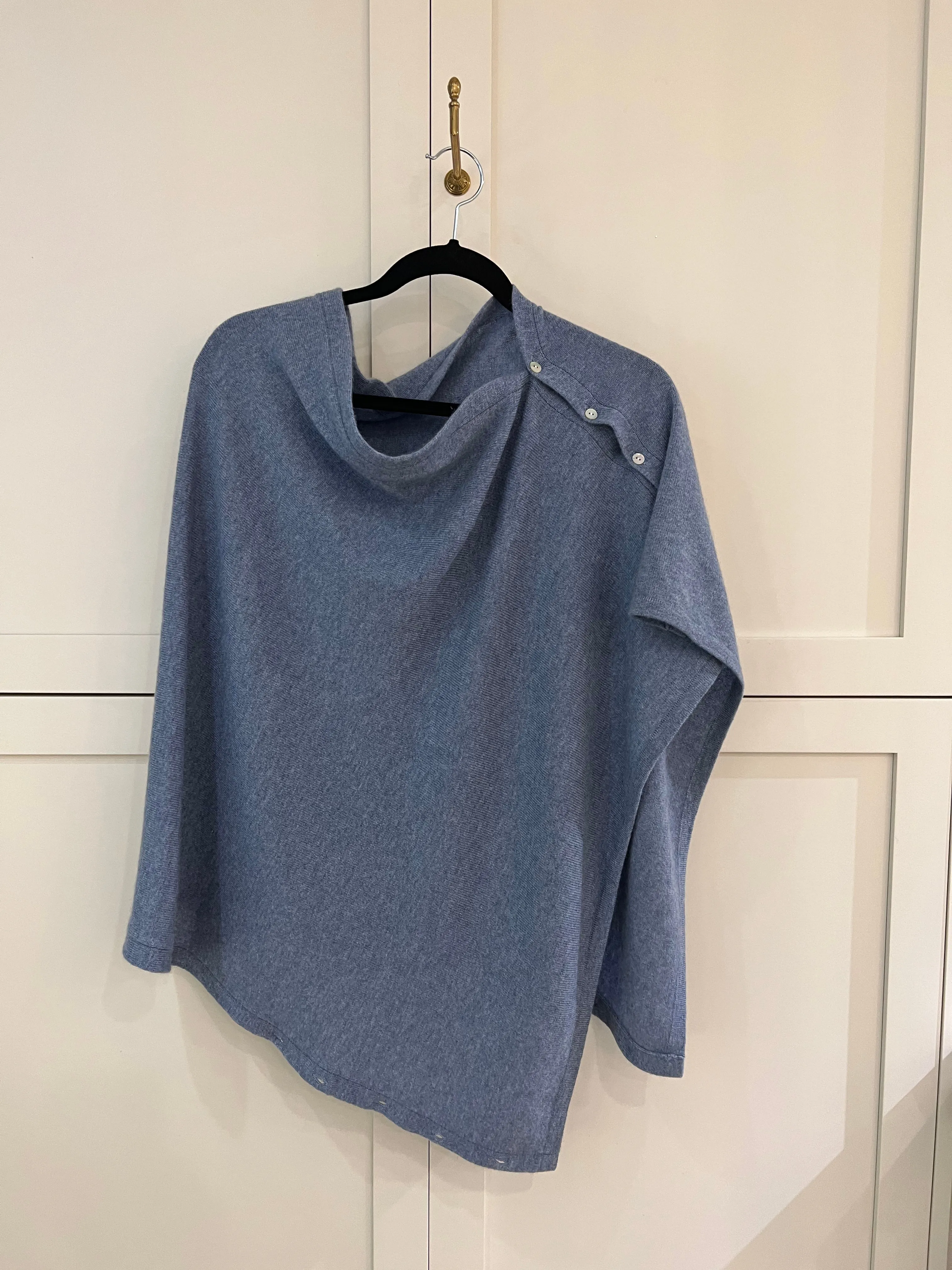 Cashmere Poncho Light Denim Blue | Boro Restocked