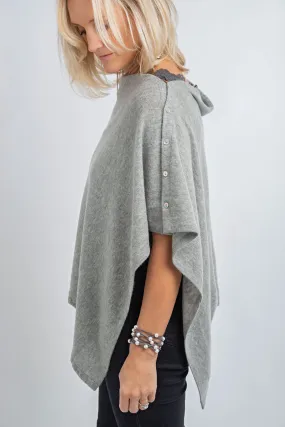 Cashmere Poncho - Light Grey | Husky