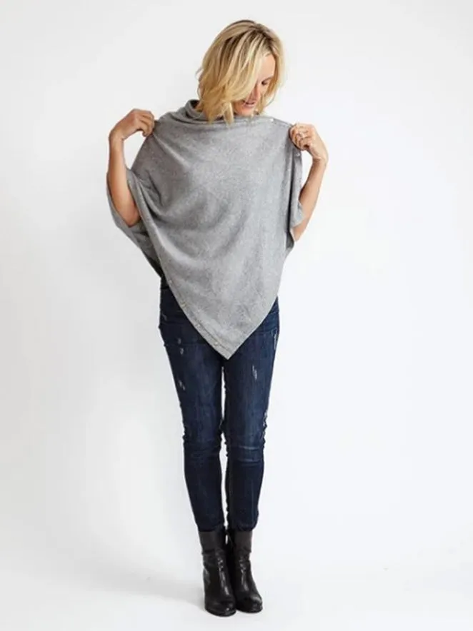 Cashmere Poncho - Light Grey | Husky