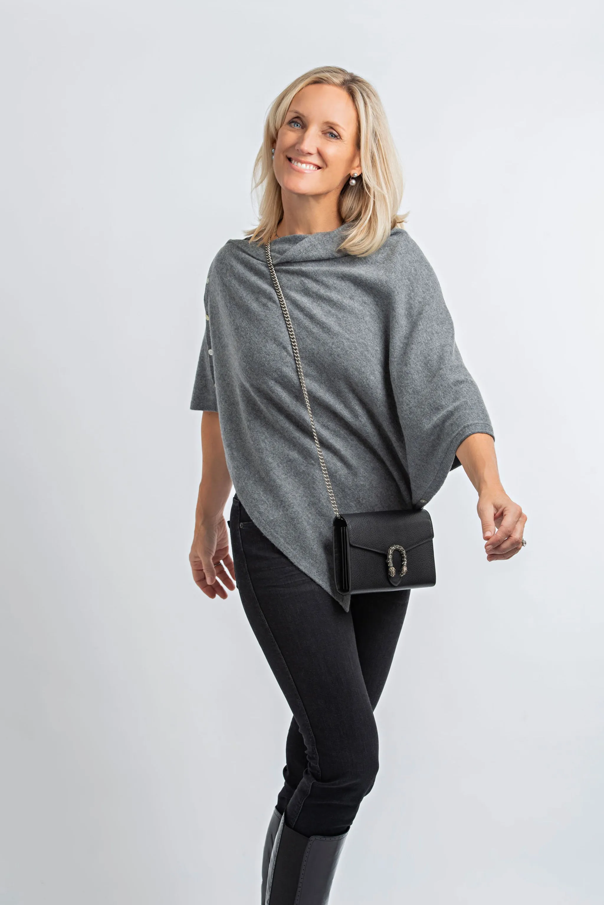 Cashmere Poncho - Medium Grey | Thunder