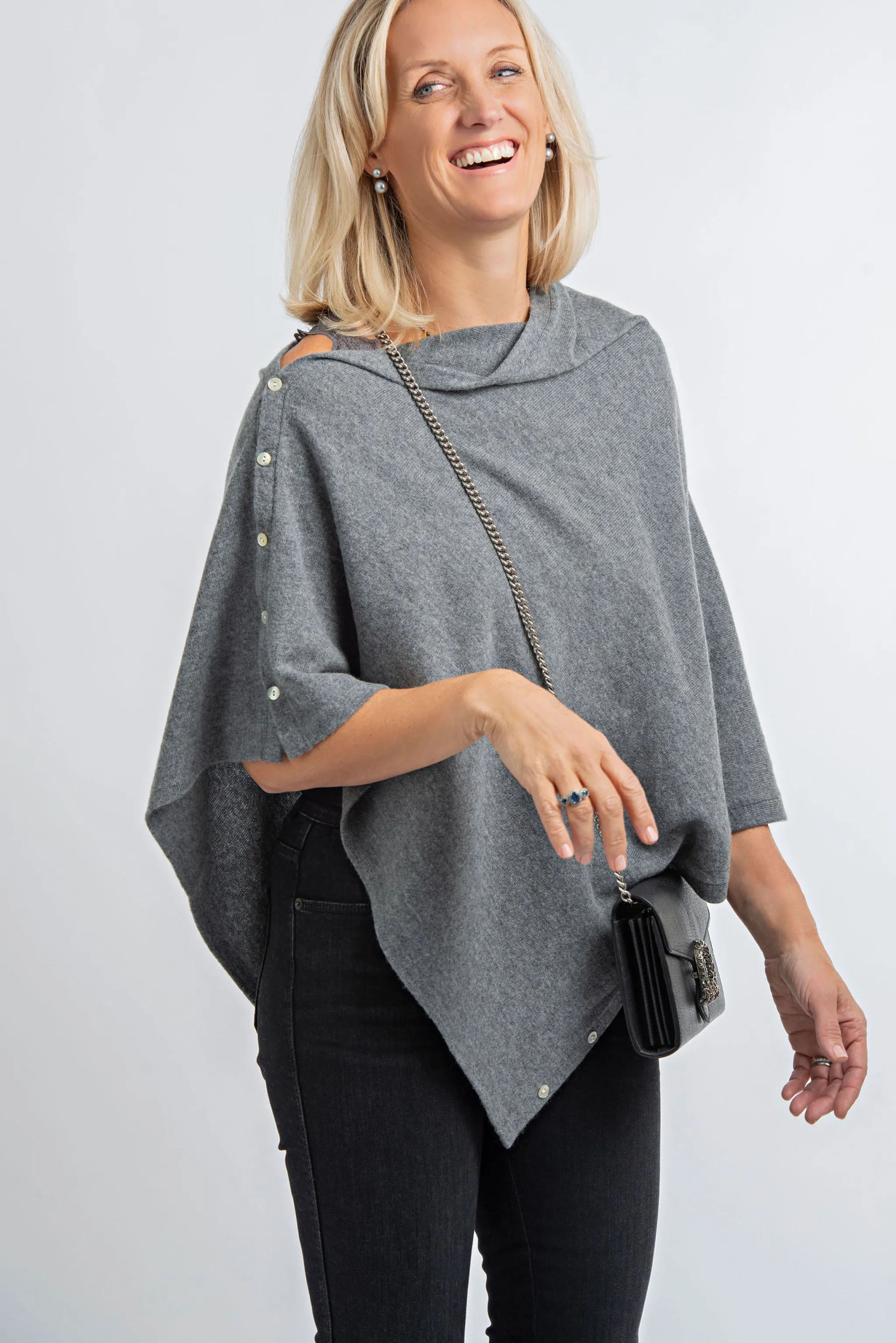 Cashmere Poncho - Medium Grey | Thunder