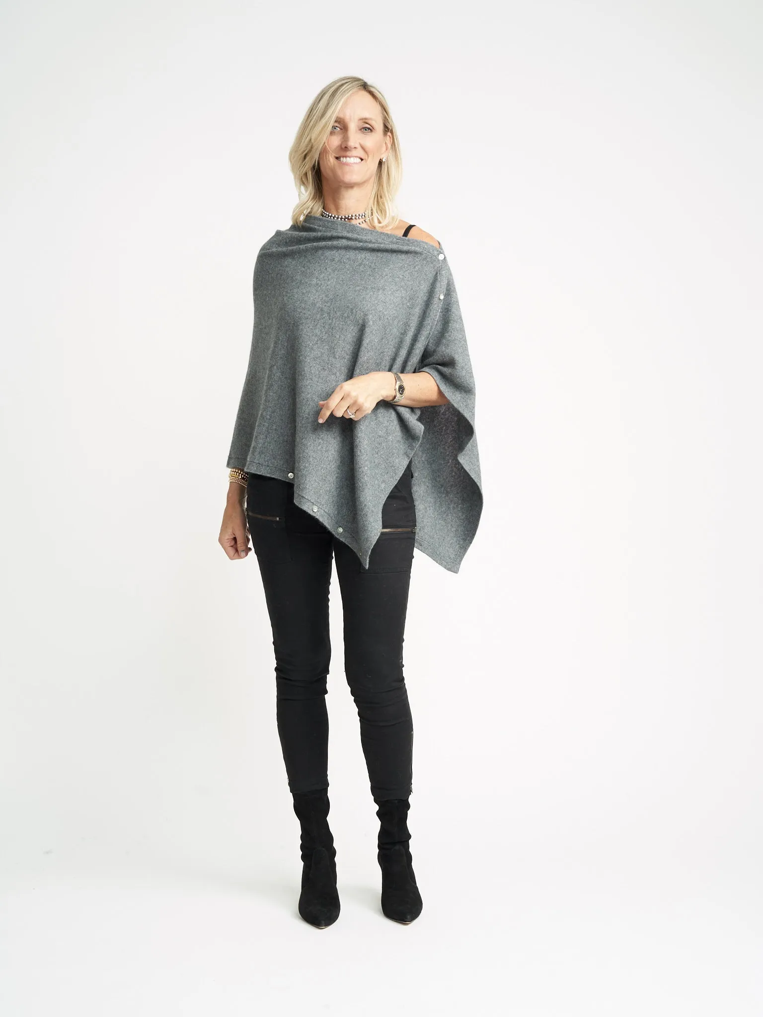 Cashmere Poncho - Medium Grey | Thunder