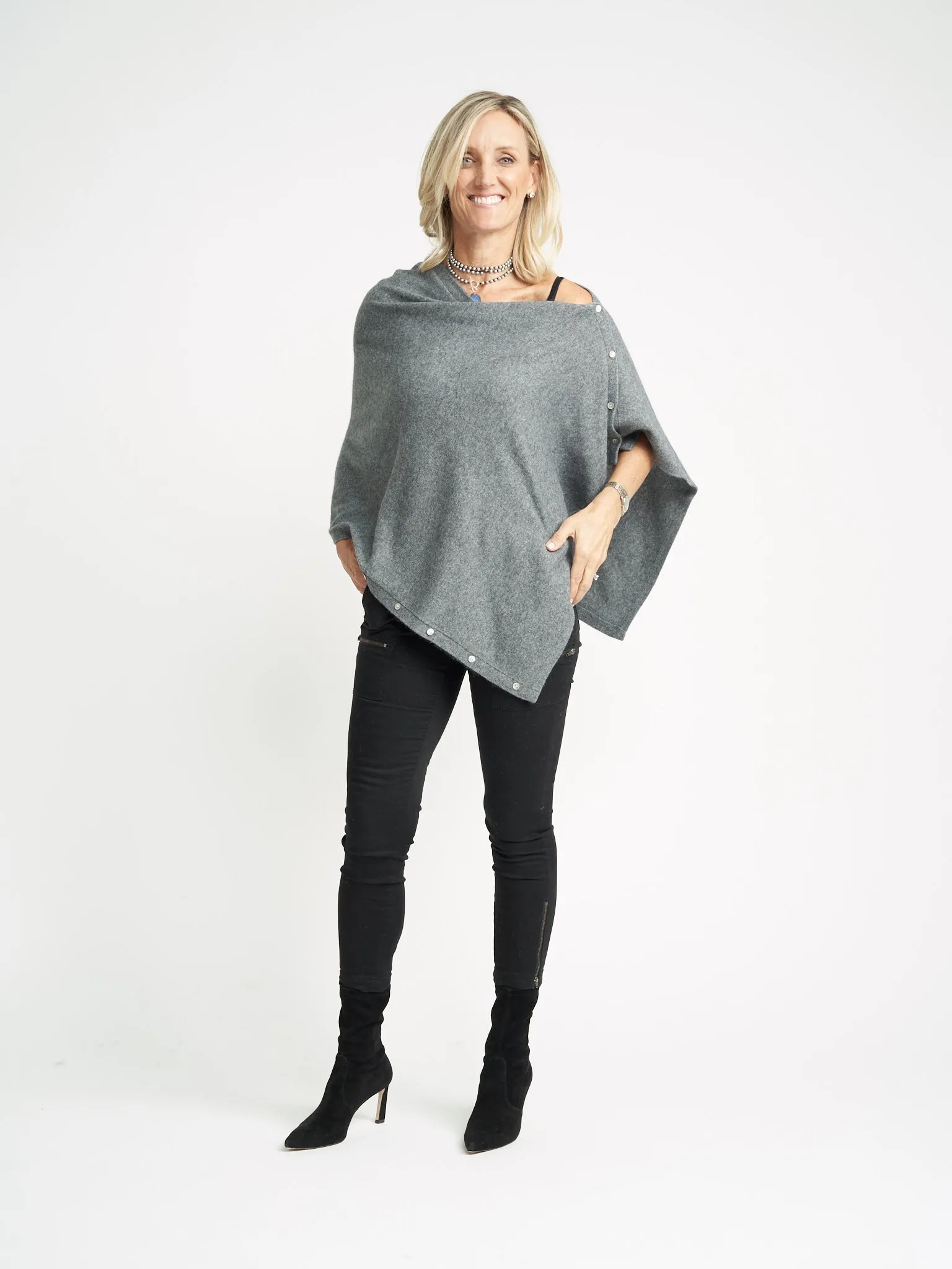 Cashmere Poncho - Medium Grey | Thunder