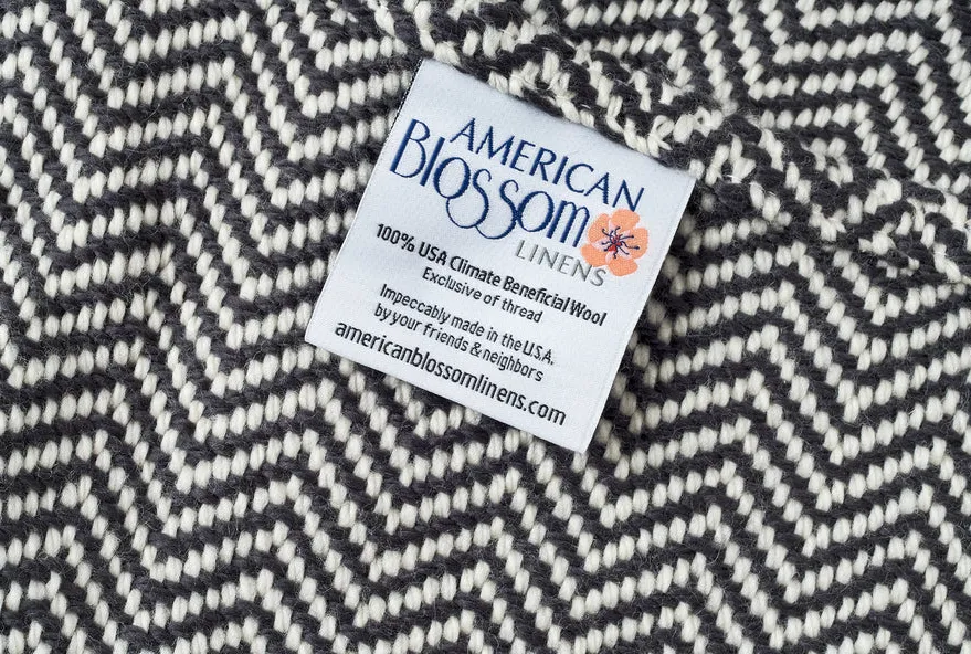 Chevron Wool Throw Blanket - American Blossom Linens, Made in USA