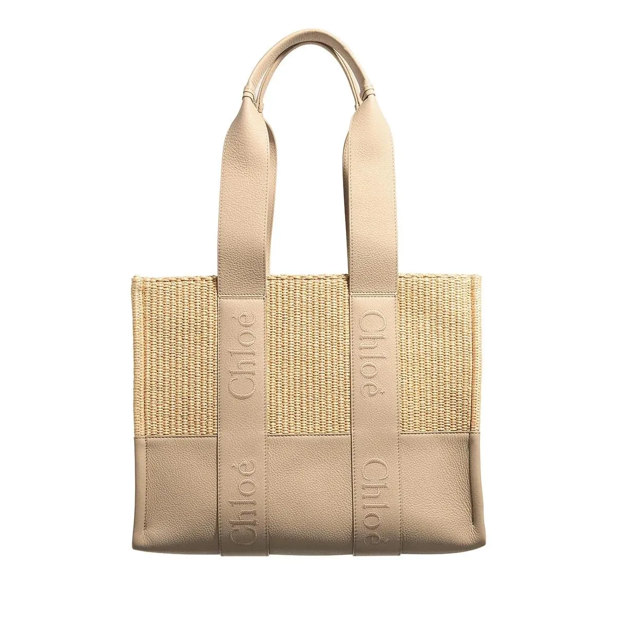 Chloé  Paneled Woody Tote Bag Floral Grey