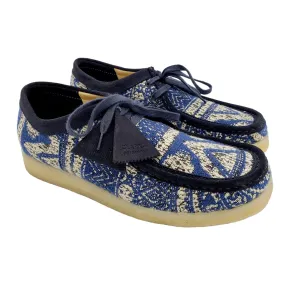 Clarks Wallabies Blue & White Tapestry Boots