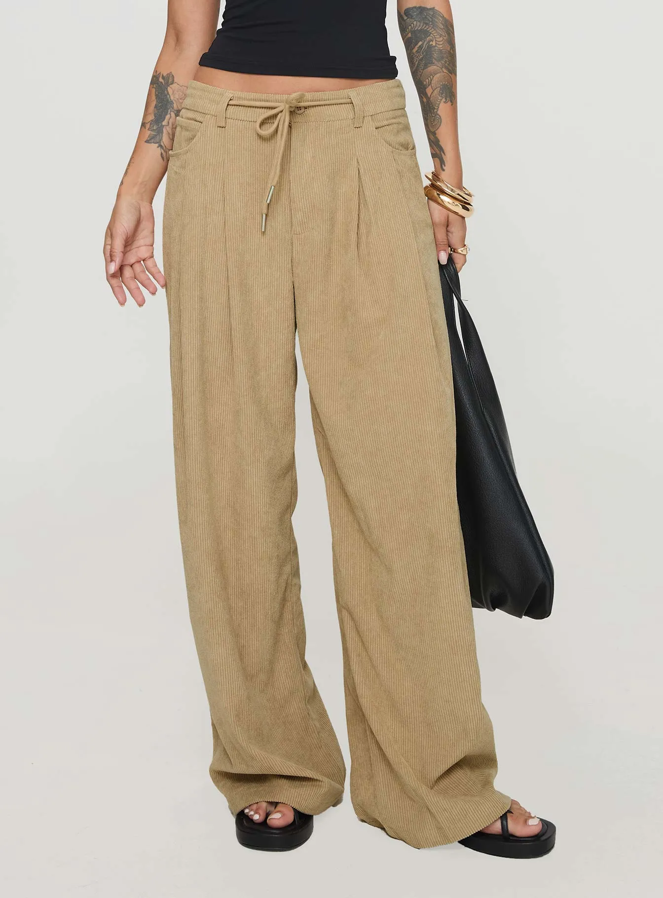 Coffee Color Tie Up Pants