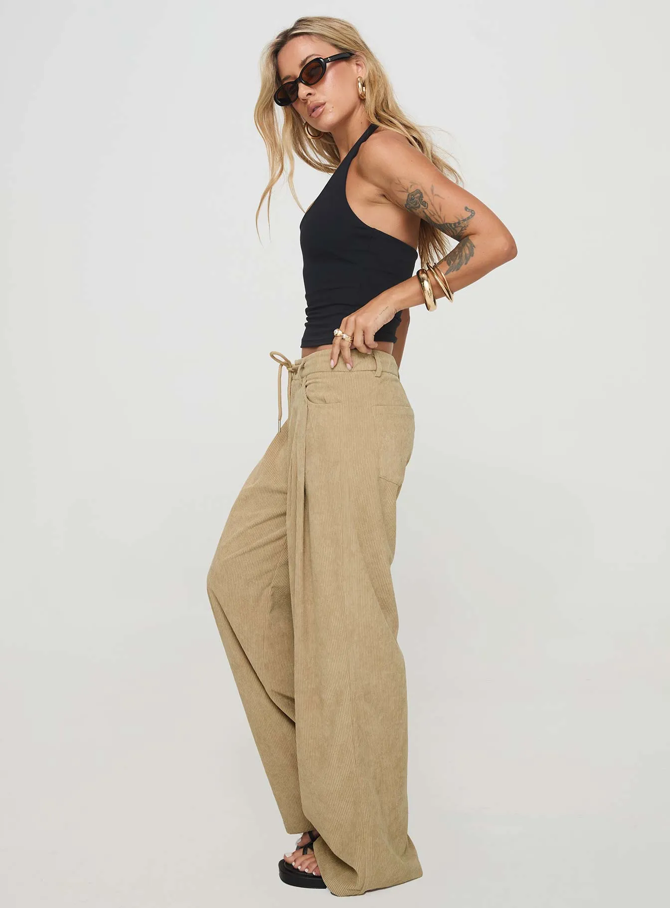 Coffee Color Tie Up Pants