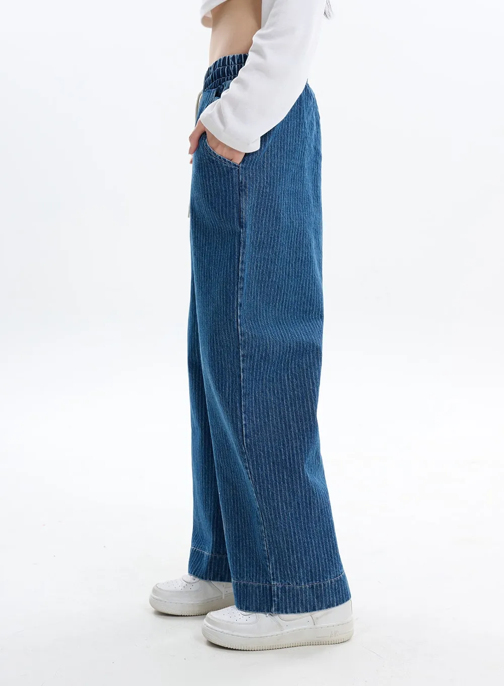 Corduroy Pants with Elastic Waistband IF413