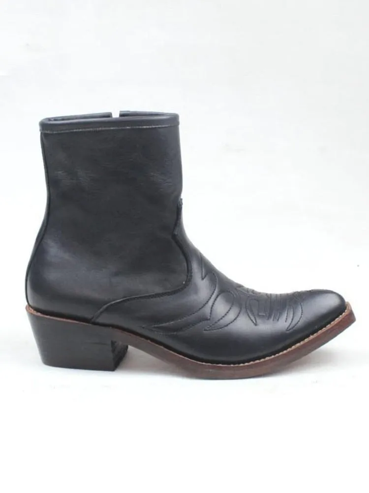 Cowboy Pointed Toe Leather Chelsea Ankle Boots for Men