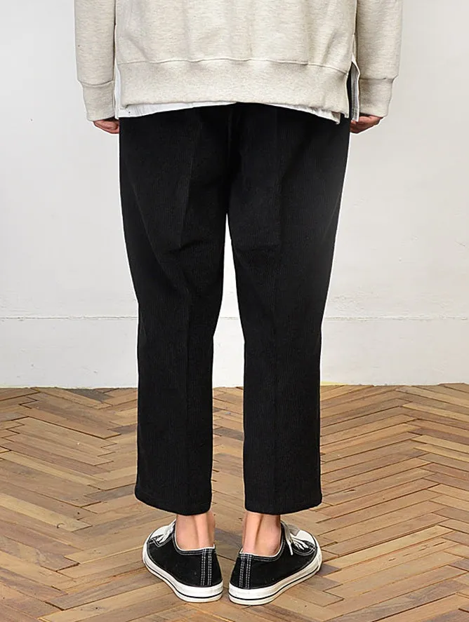 Cropped Corduroy Trousers for Men - Formal and Casual Korean Style Pants - Trendy Kpop-inspired Waistband