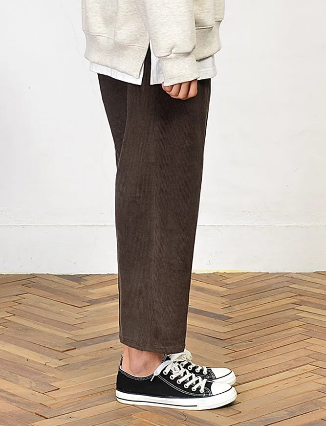 Cropped Corduroy Trousers for Men - Formal and Casual Korean Style Pants - Trendy Kpop-inspired Waistband