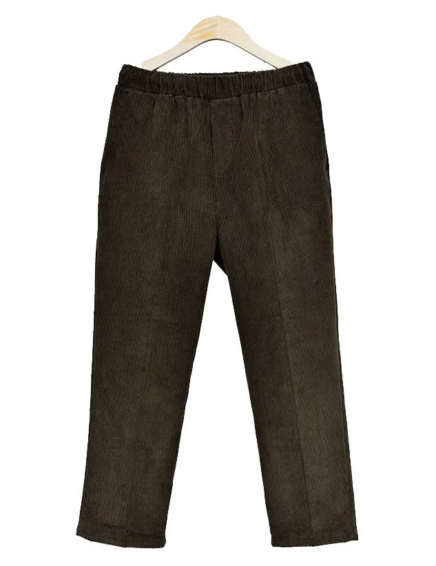 Cropped Corduroy Trousers for Men - Formal and Casual Korean Style Pants - Trendy Kpop-inspired Waistband