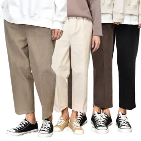 Cropped Corduroy Trousers for Men - Formal and Casual Korean Style Pants - Trendy Kpop-inspired Waistband