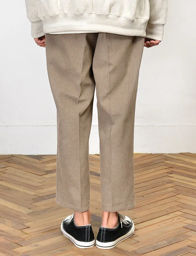 Cropped Corduroy Trousers for Men - Formal and Casual Korean Style Pants - Trendy Kpop-inspired Waistband