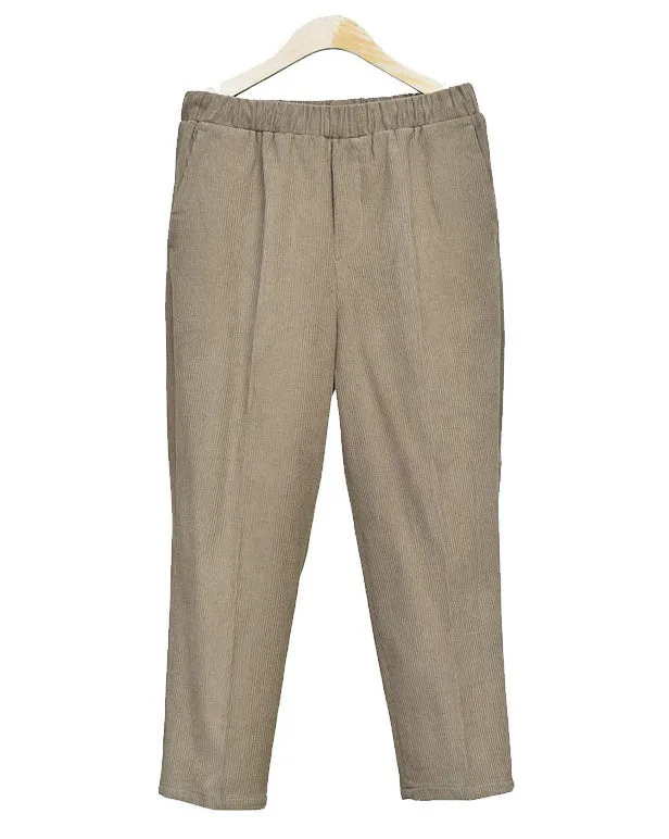 Cropped Corduroy Trousers for Men - Formal and Casual Korean Style Pants - Trendy Kpop-inspired Waistband