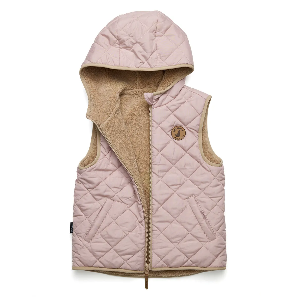 Crywolf Yeti Hooded Vest - Dusty Pink/Camel