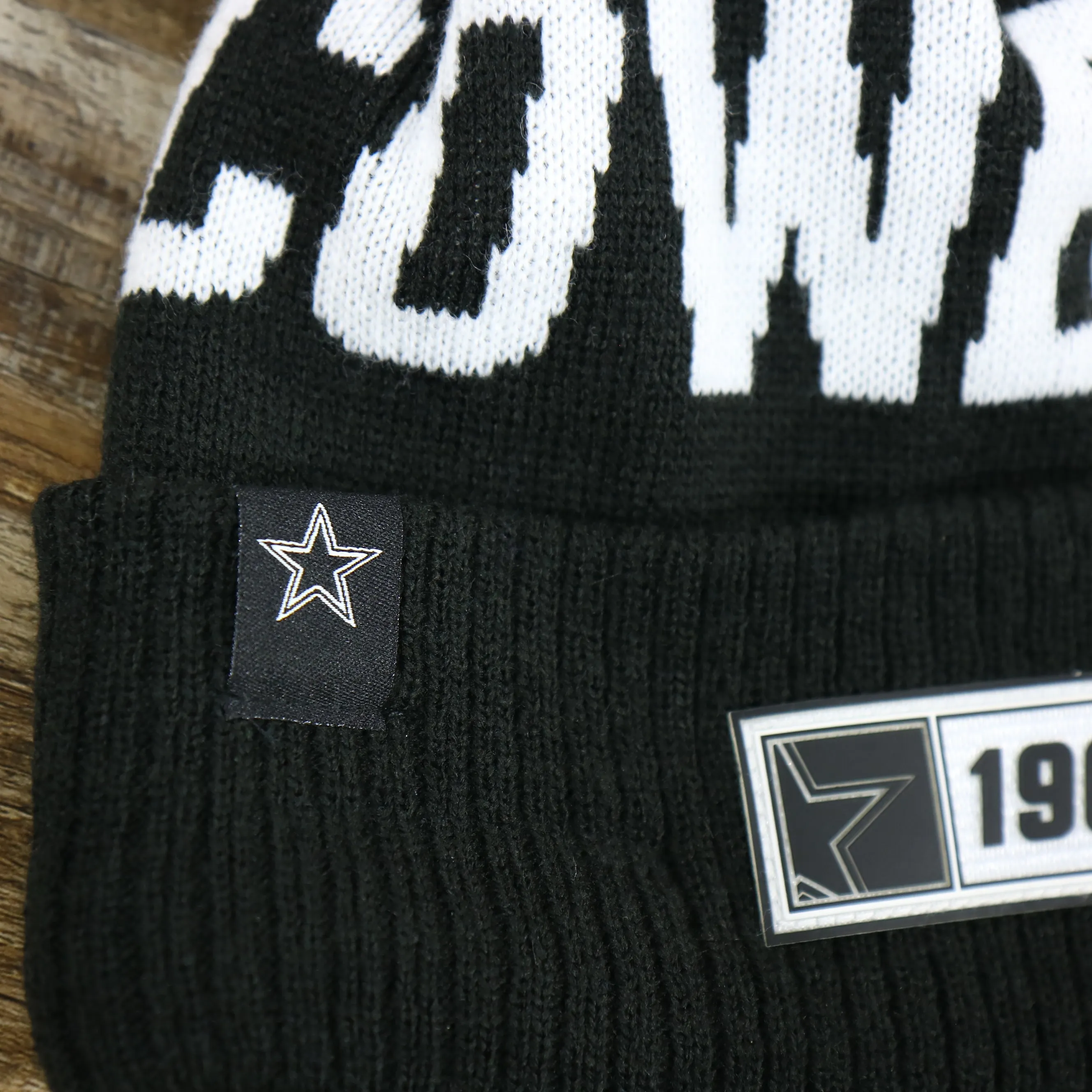 Dallas Cowboys Rubber Cowboys 1960 Patch Pom Pom Winter Beanie - Black