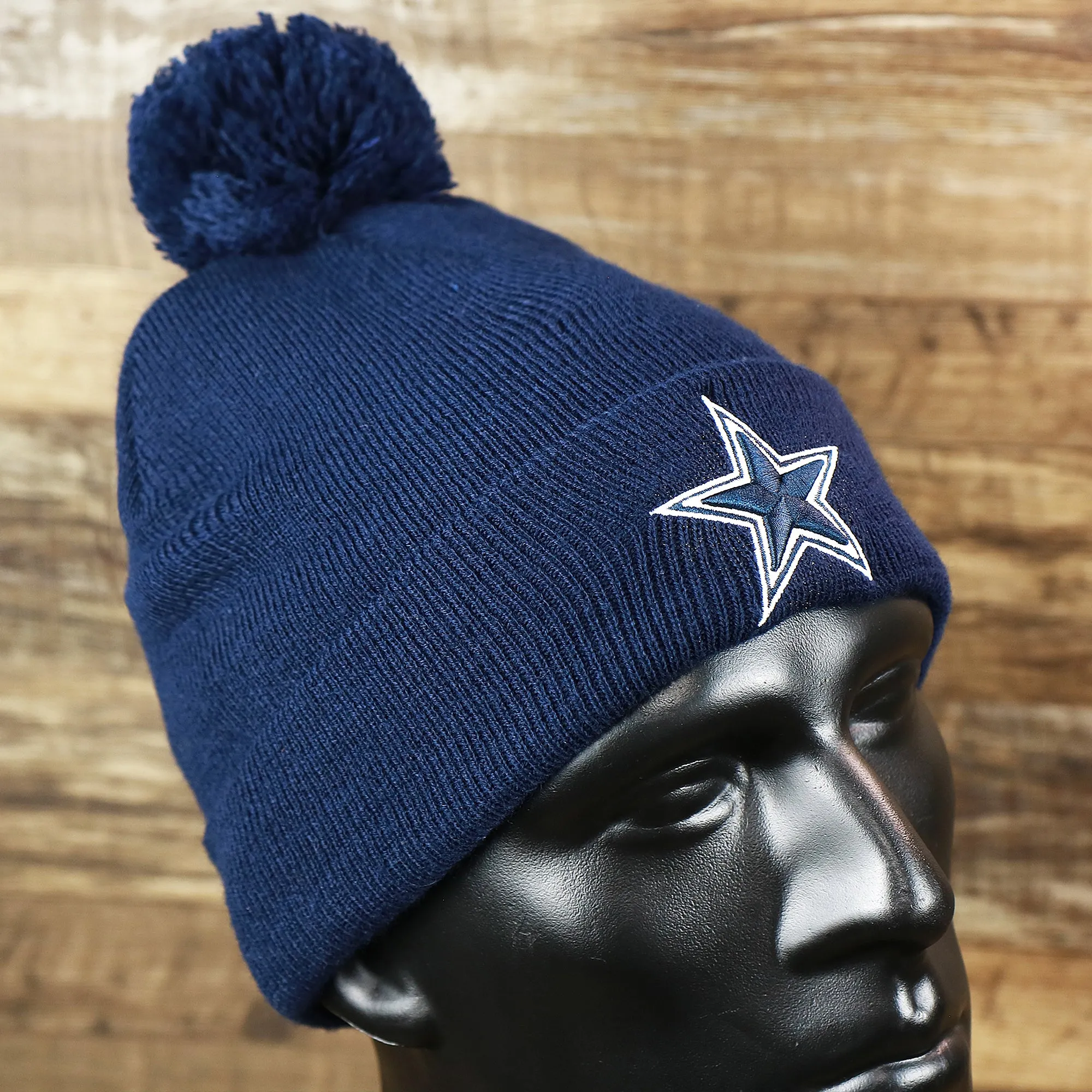 Dallas Cowboys Winter Beanie | Authentic Pom Pom | Navy Blue