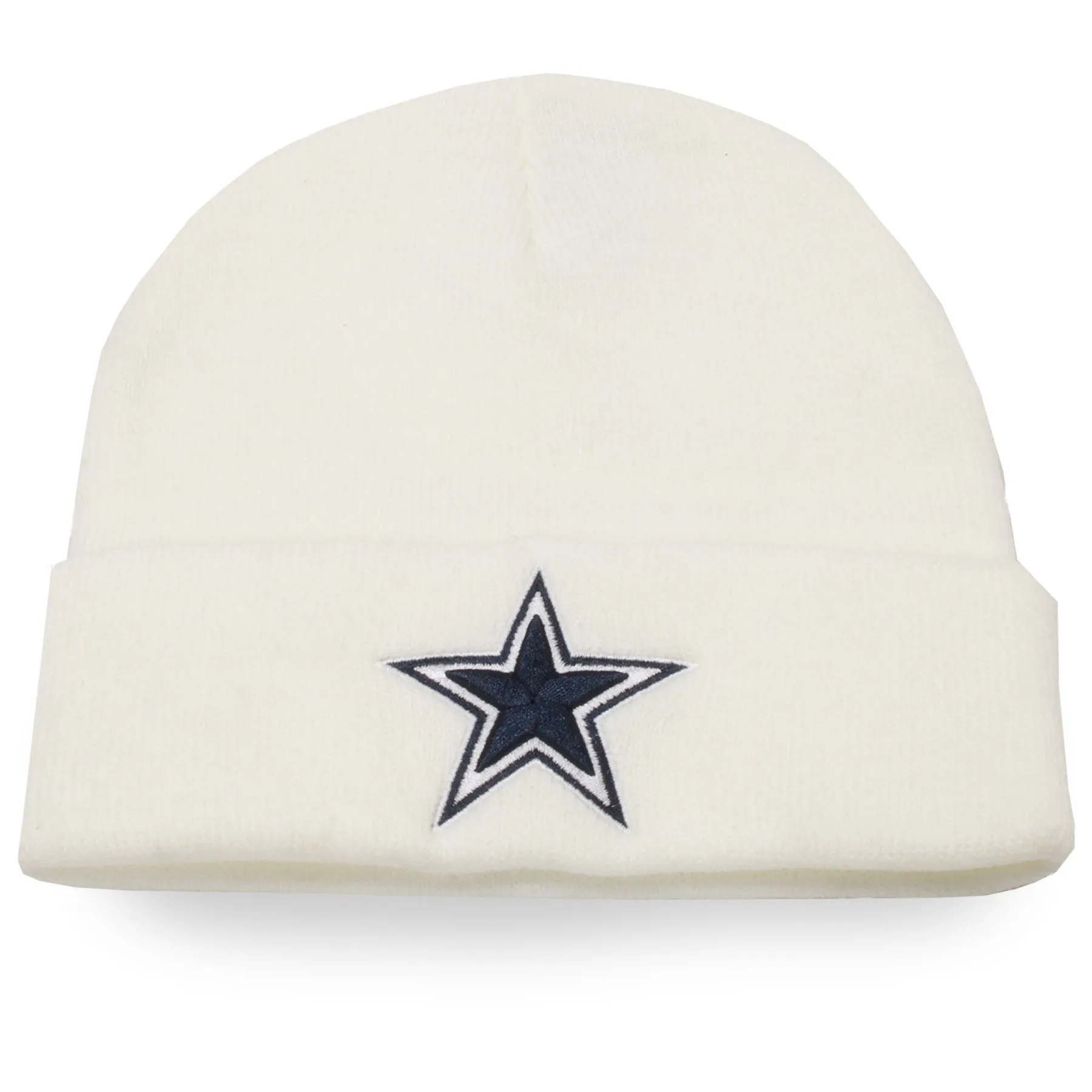 Dallas Cowboys Winter Beanie - White Raised Cuff Knit