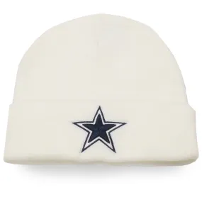 Dallas Cowboys Winter Beanie - White Raised Cuff Knit