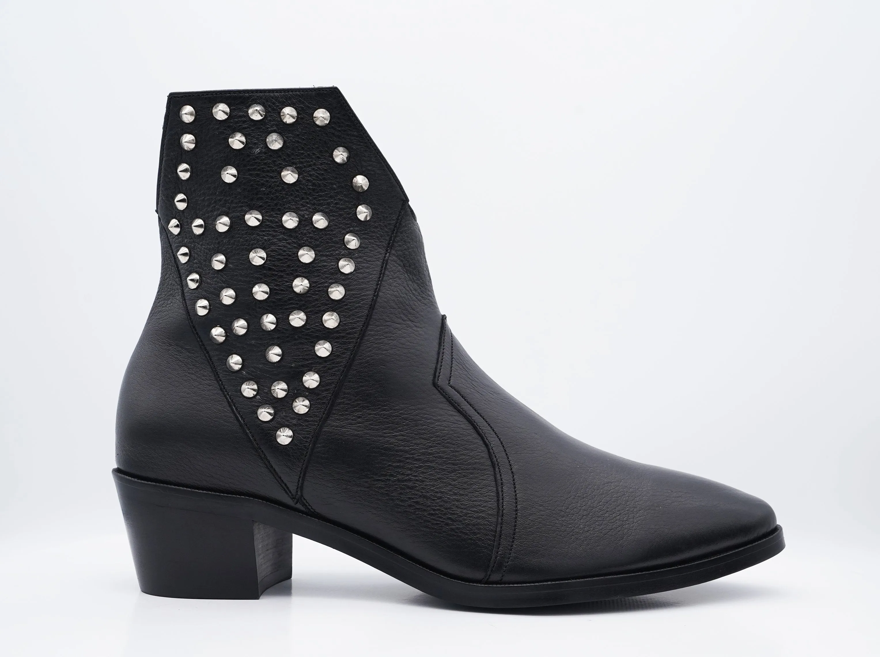 Diamond studded ankle boot.