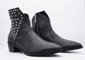 Diamond studded ankle boot.